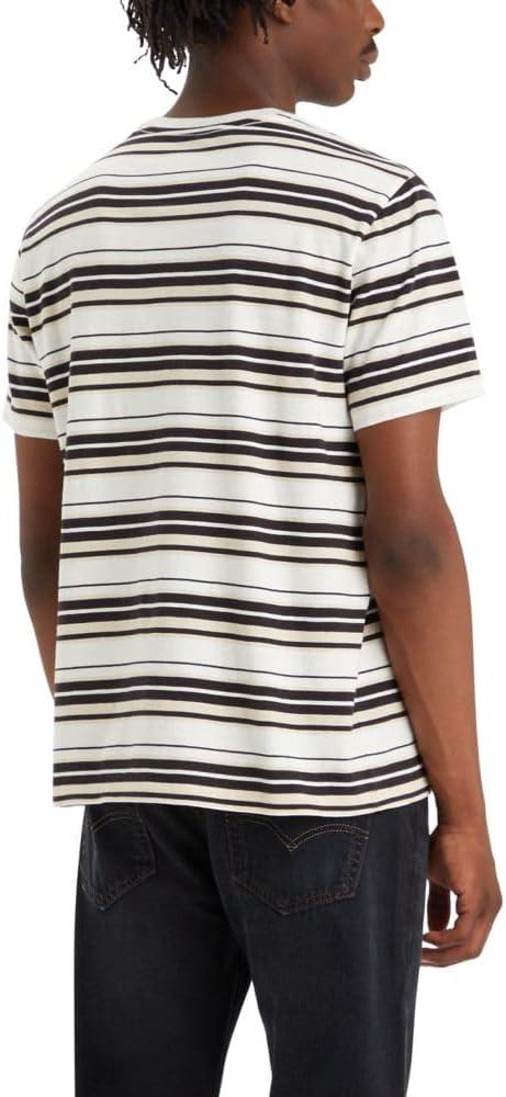 imageLevis Mens Short Sleeve Classic Pocket Tee Available in BigNew Sophmore Stripe Cloud Dancer