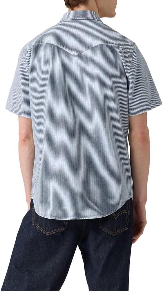 imageLevis Mens Short Sleeve Classic Western ShirtNew Picadilly Stripes