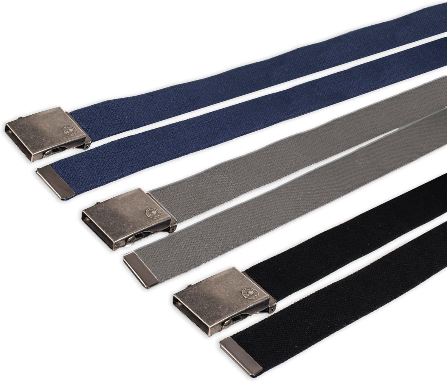imageLevis UnisexAdult Casual CutToFit Web Belt Sets 3 Pack Straps with Interchangeable BuckleBlackBlueGrey