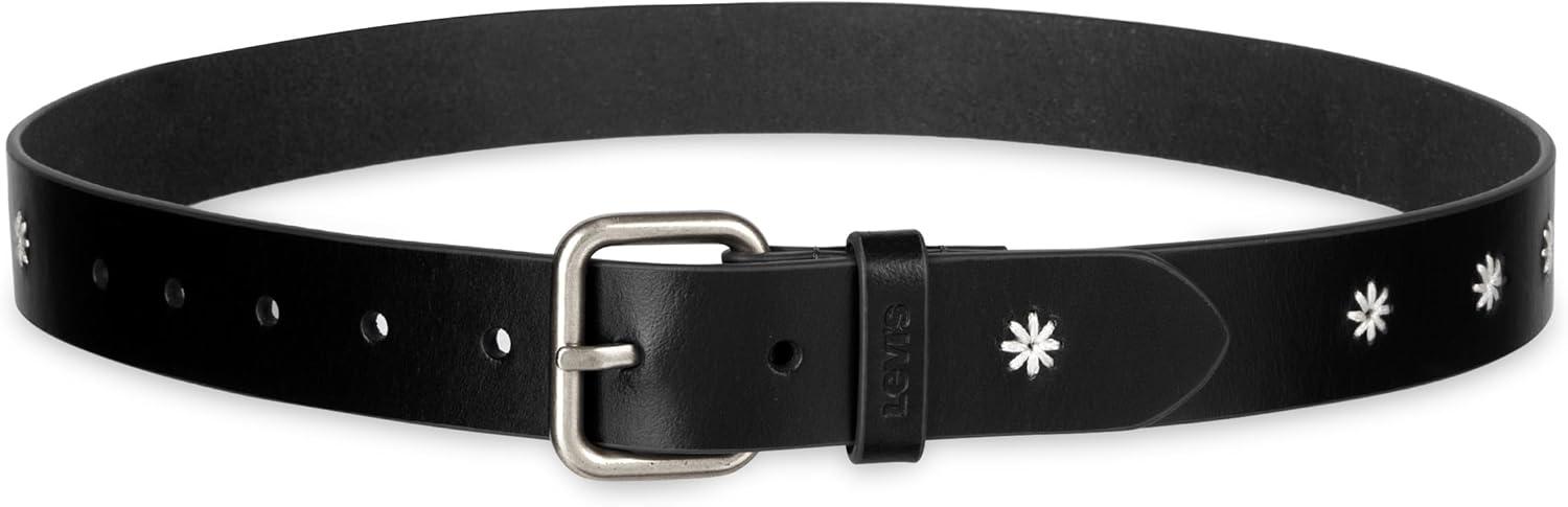 imageLevis Womens Casual Leather Belt With Square Buckle Stylish Jeans amp Dress Belt Regular amp Plus SizesBlack Floral Stitch