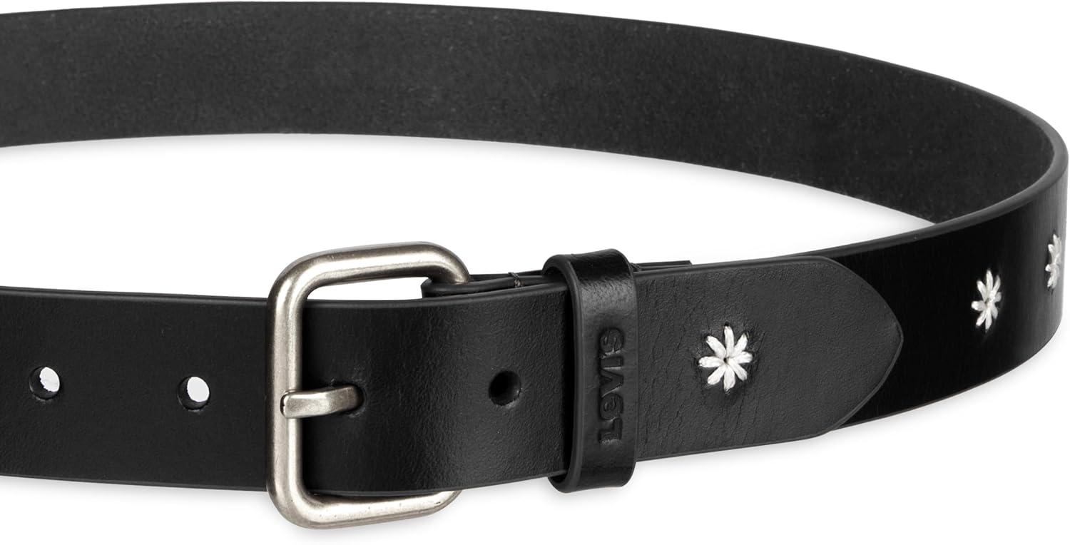 imageLevis Womens Casual Leather Belt With Square Buckle Stylish Jeans amp Dress Belt Regular amp Plus SizesBlack Floral Stitch