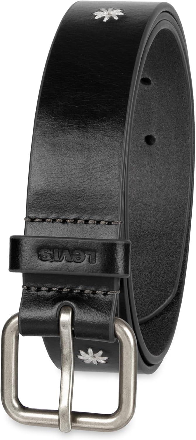 imageLevis Womens Casual Leather Belt With Square Buckle Stylish Jeans amp Dress Belt Regular amp Plus SizesBlack Floral Stitch