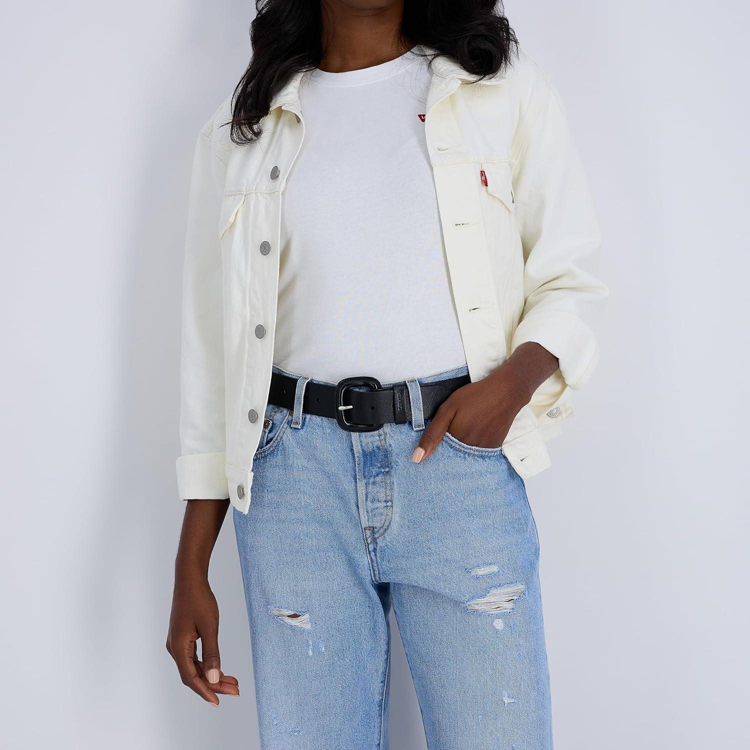 imageLevis Womens Casual Wrapped Leather Buckle Jean BeltBlack