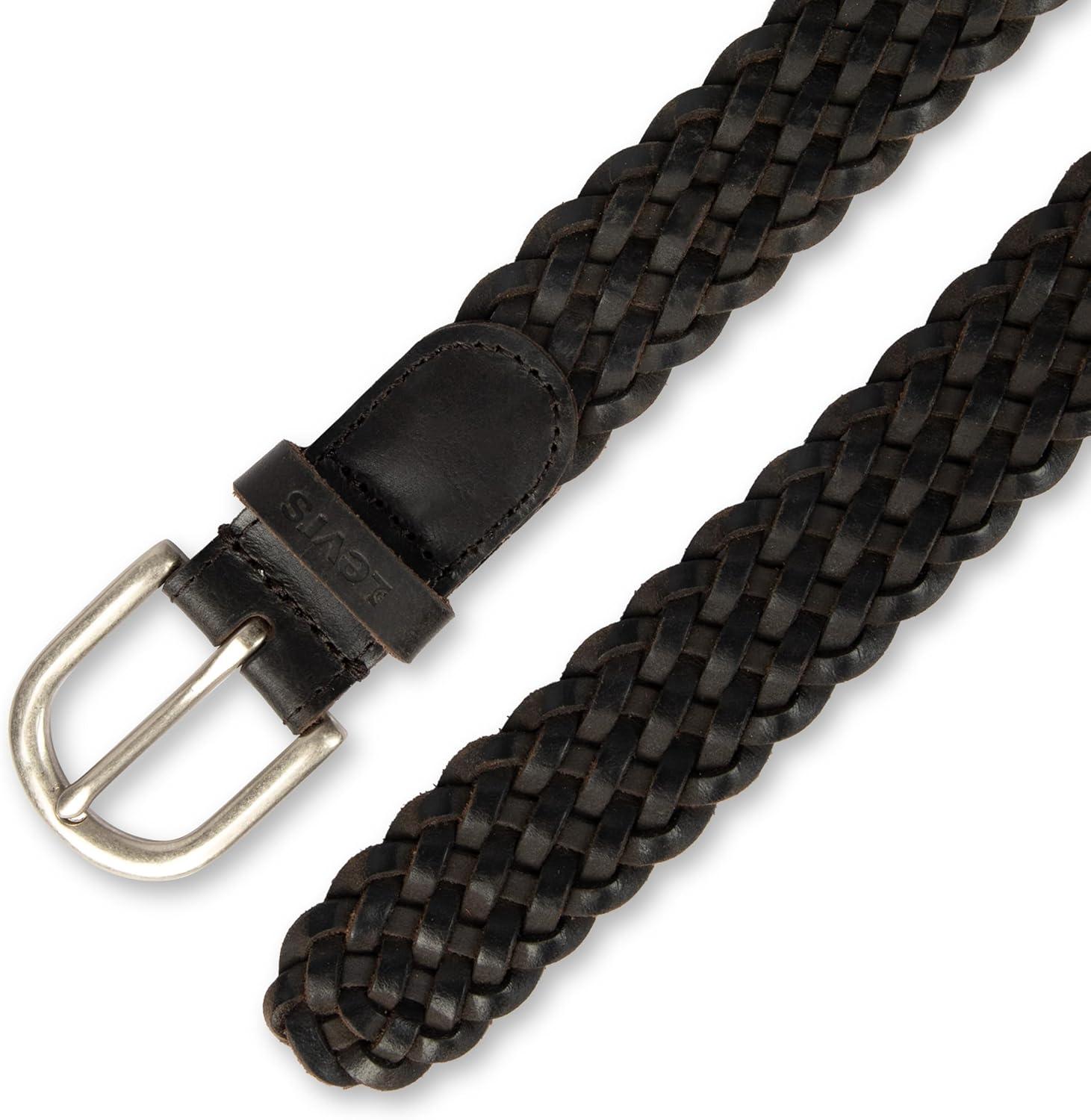imageLevis Womens Fully Adjustable Casual Leather Braided Belt for Jeans and DressesBlack