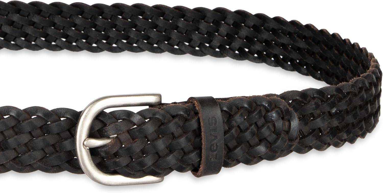 imageLevis Womens Fully Adjustable Casual Leather Braided Belt for Jeans and DressesBlack