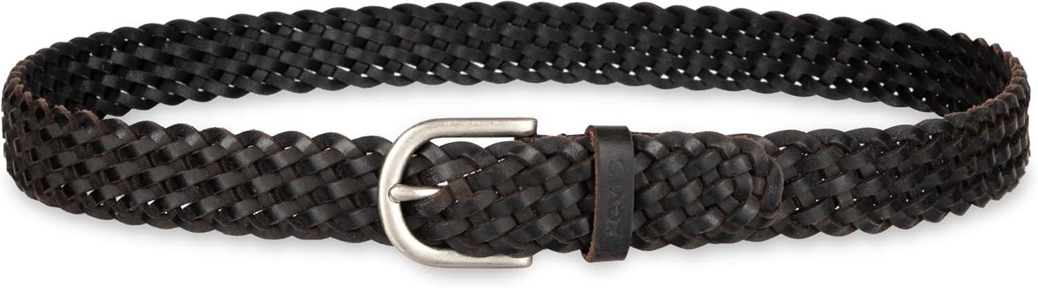 imageLevis Womens Fully Adjustable Casual Leather Braided Belt for Jeans and DressesBlack