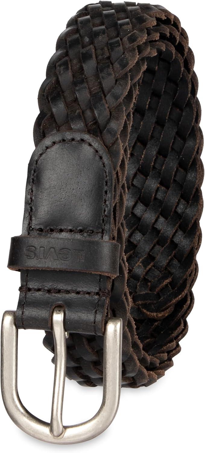imageLevis Womens Fully Adjustable Casual Leather Braided Belt for Jeans and DressesBlack