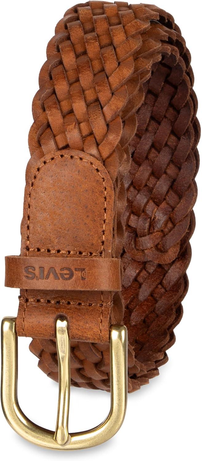 imageLevis Womens Fully Adjustable Casual Leather Braided Belt for Jeans and DressesTan