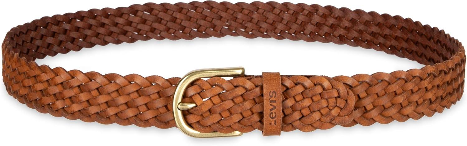 imageLevis Womens Fully Adjustable Casual Leather Braided Belt for Jeans and DressesTan