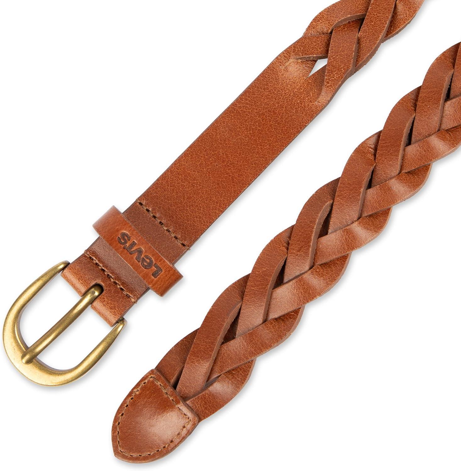 imageLevis Womens Fully Adjustable Casual Leather Braided Belt for Jeans and DressesTan Braid
