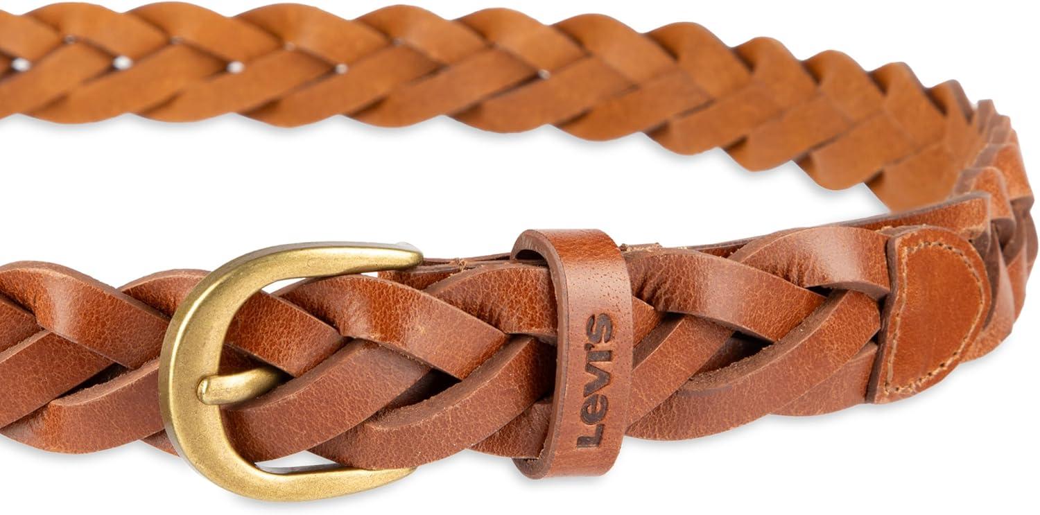imageLevis Womens Fully Adjustable Casual Leather Braided Belt for Jeans and DressesTan Braid