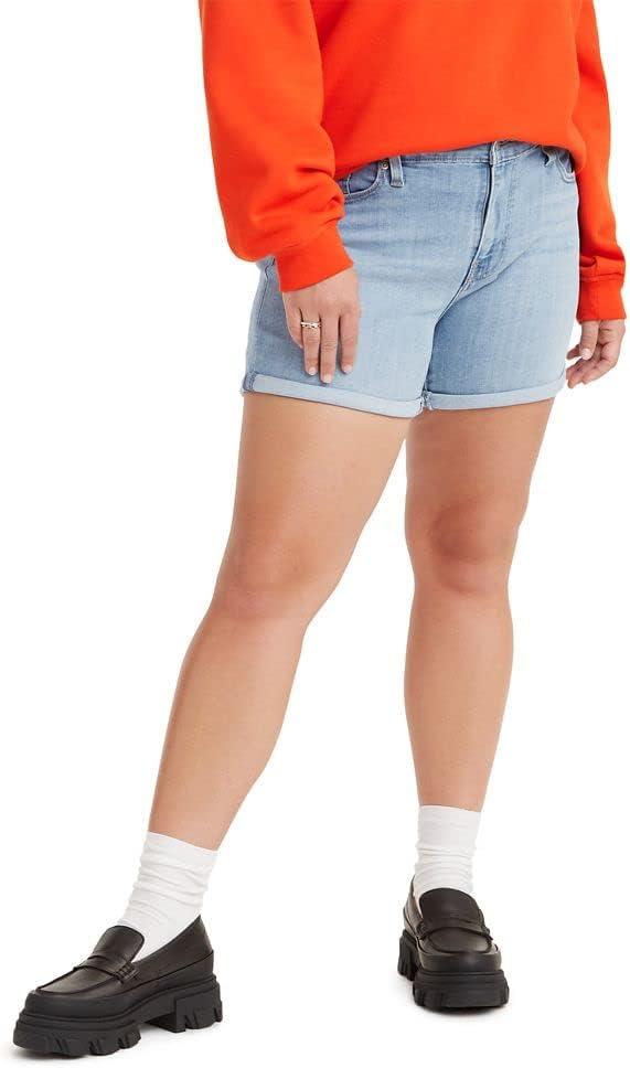 imageLevis Womens Mid Length Shorts Soft Clean White 32Oahu Clouds