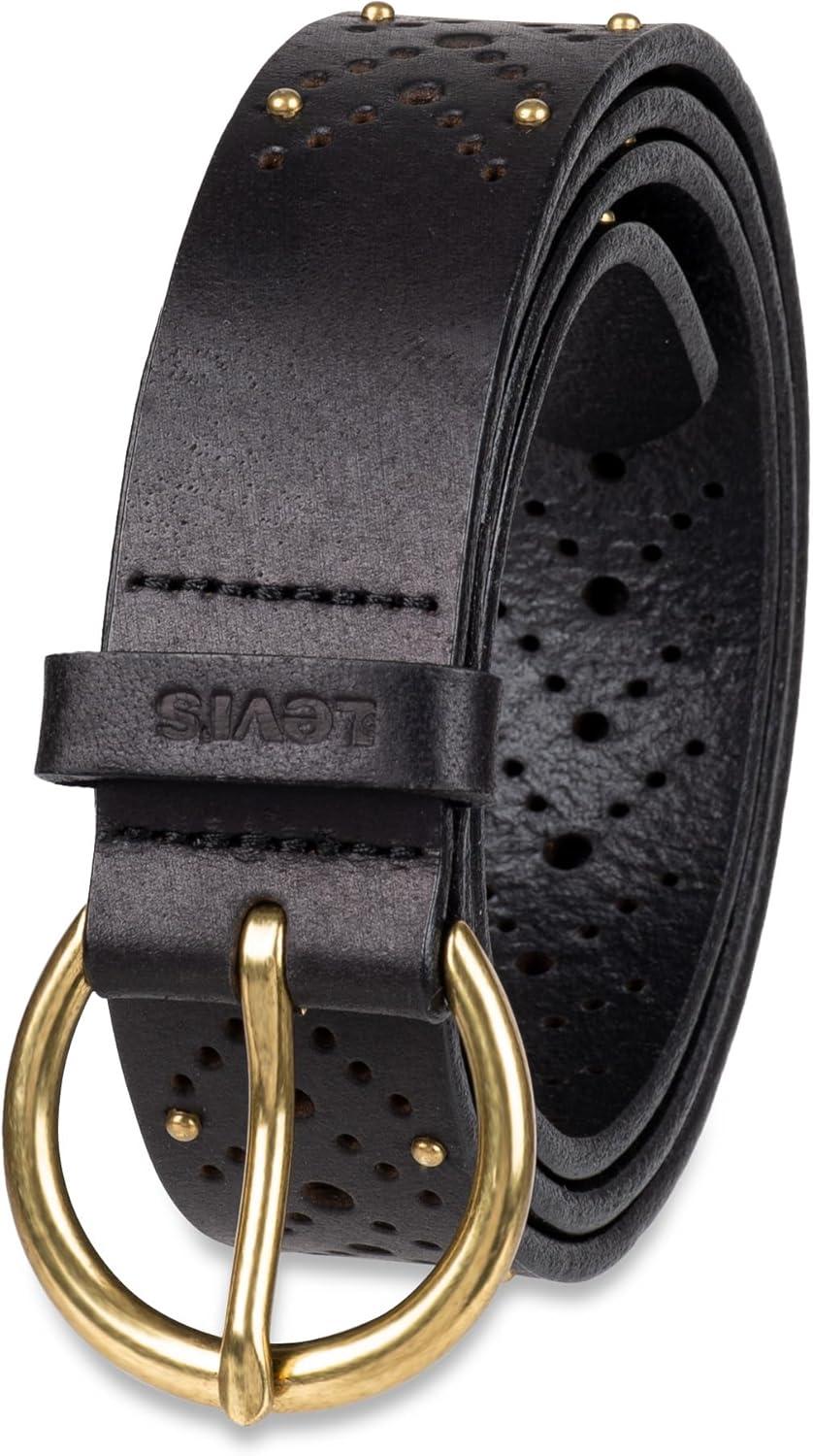 imageLevis Womens MultiPerforate Fully Adjustable Casual Belt for Jeans Trousers and DressesBlack