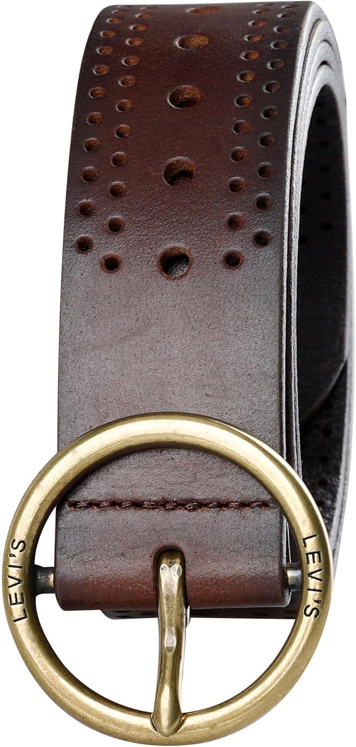 imageLevis Womens MultiPerforate Fully Adjustable Casual Belt for Jeans Trousers and DressesBrown
