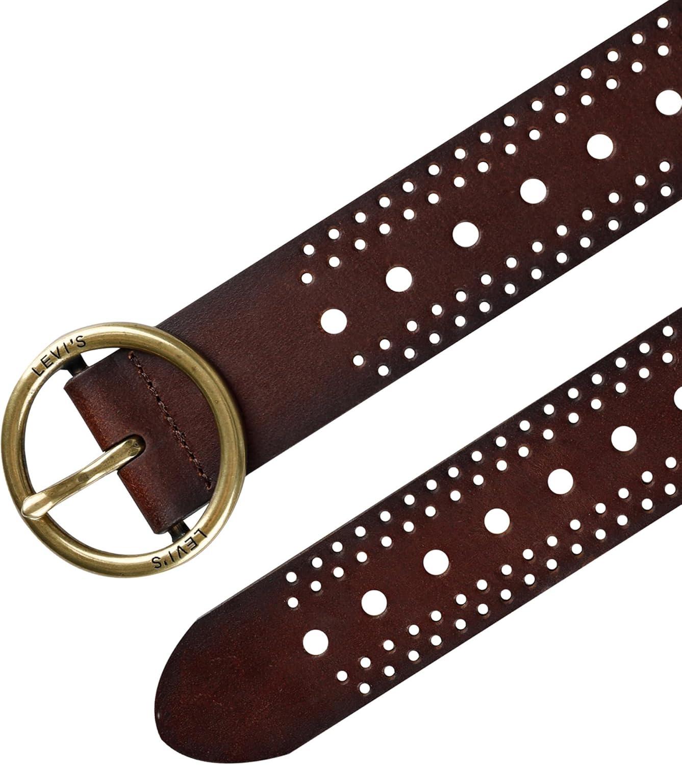 imageLevis Womens MultiPerforate Fully Adjustable Casual Belt for Jeans Trousers and DressesBrown