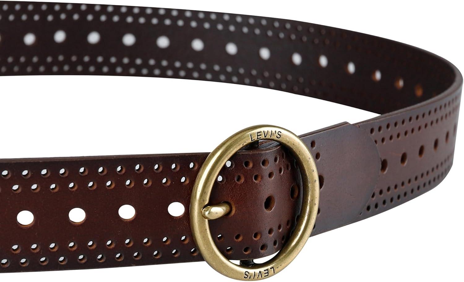 imageLevis Womens MultiPerforate Fully Adjustable Casual Belt for Jeans Trousers and DressesBrown
