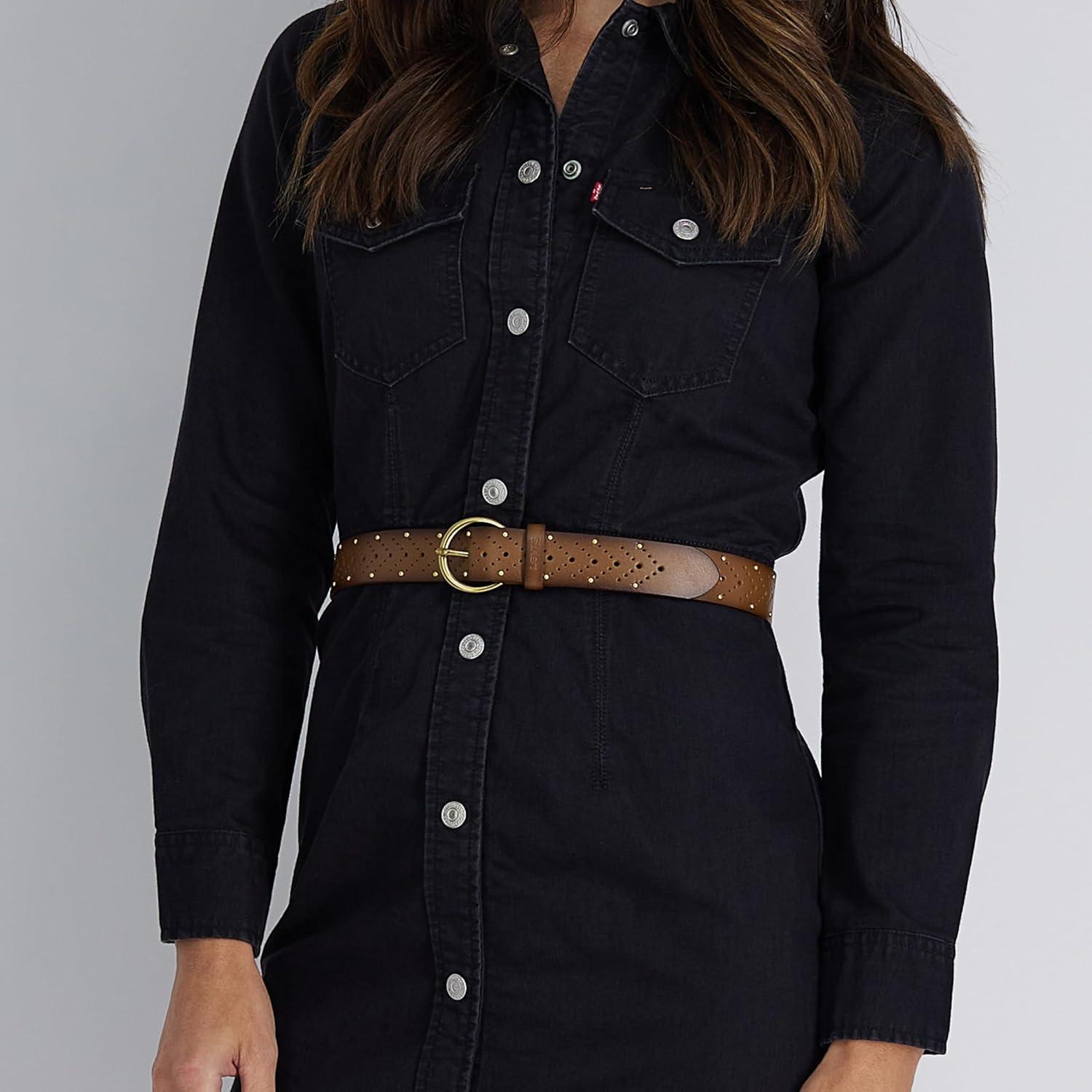 imageLevis Womens MultiPerforate Fully Adjustable Casual Belt for Jeans Trousers and DressesTan