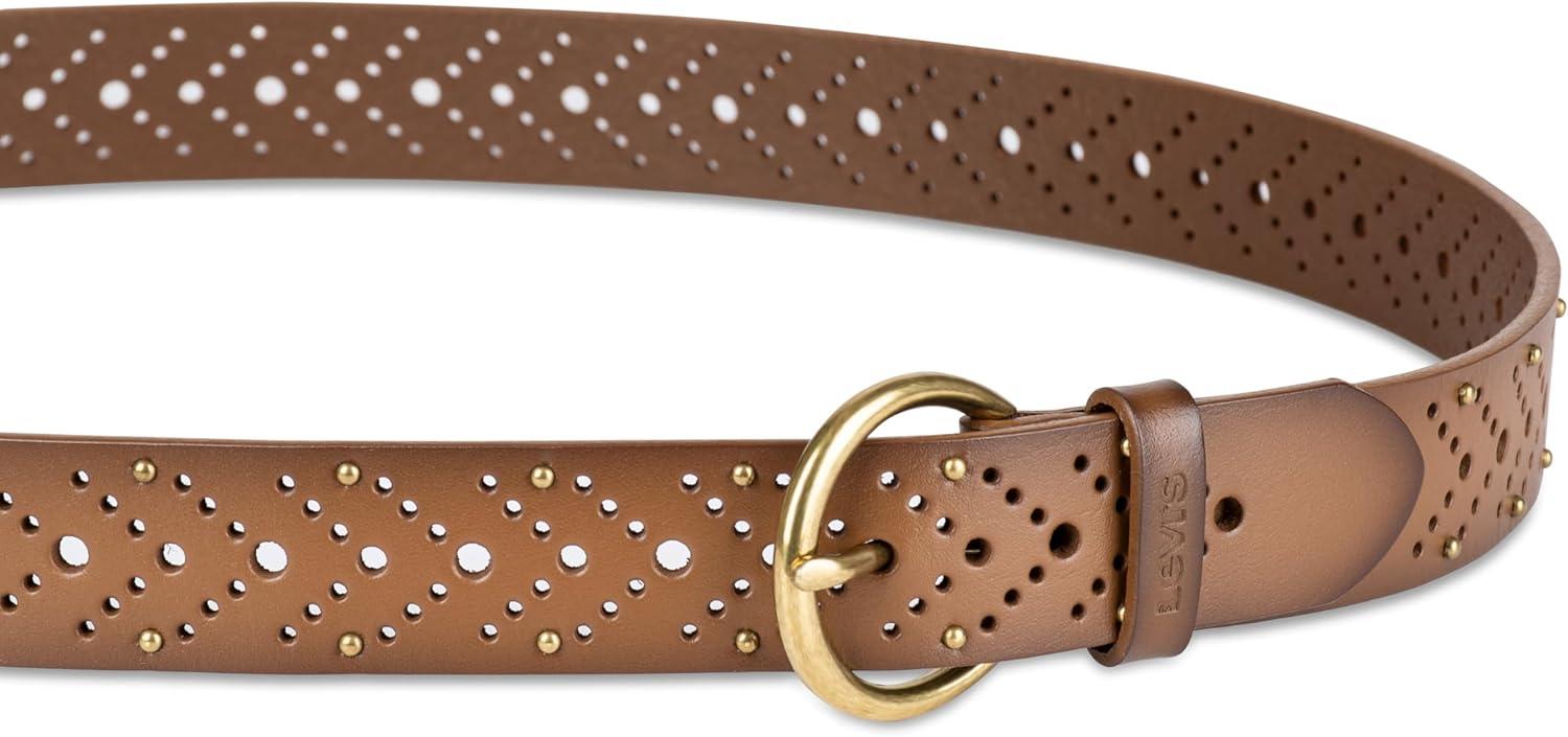 imageLevis Womens MultiPerforate Fully Adjustable Casual Belt for Jeans Trousers and DressesTan