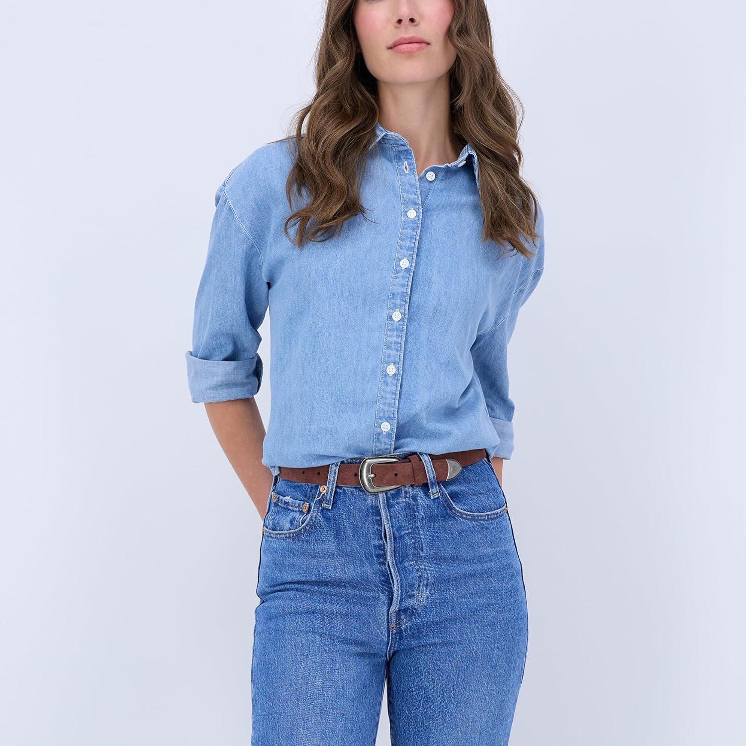 imageLevis Womens Slim Casual Western Style Leather Jean Belt With Metal Tip Regular amp Plus SizesBrown Suede