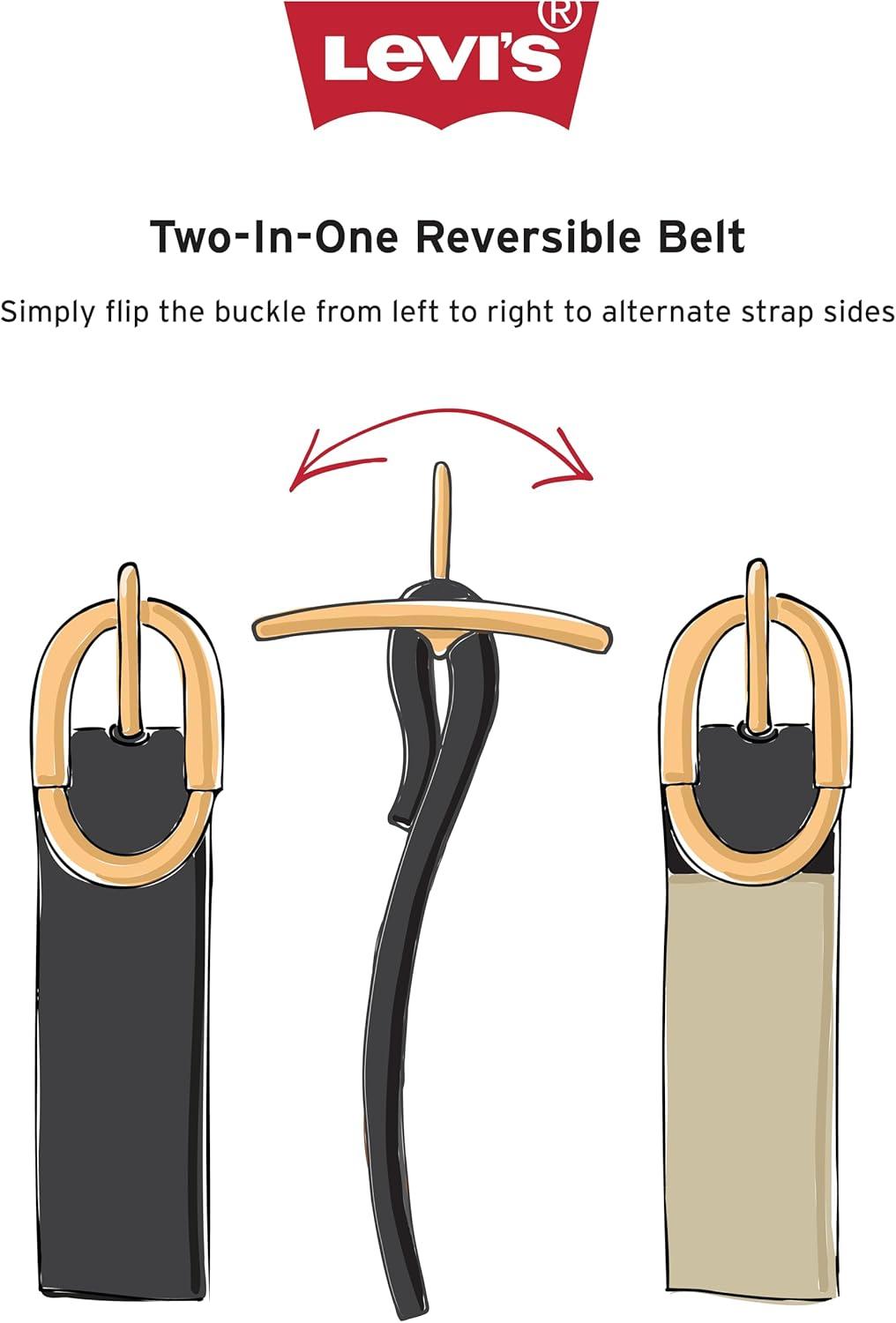 imageLevis Womens TwoinOne Reversible Twisted Centerbar Casual Leather Jean Belt FliptoReverse BuckleBlackBrown