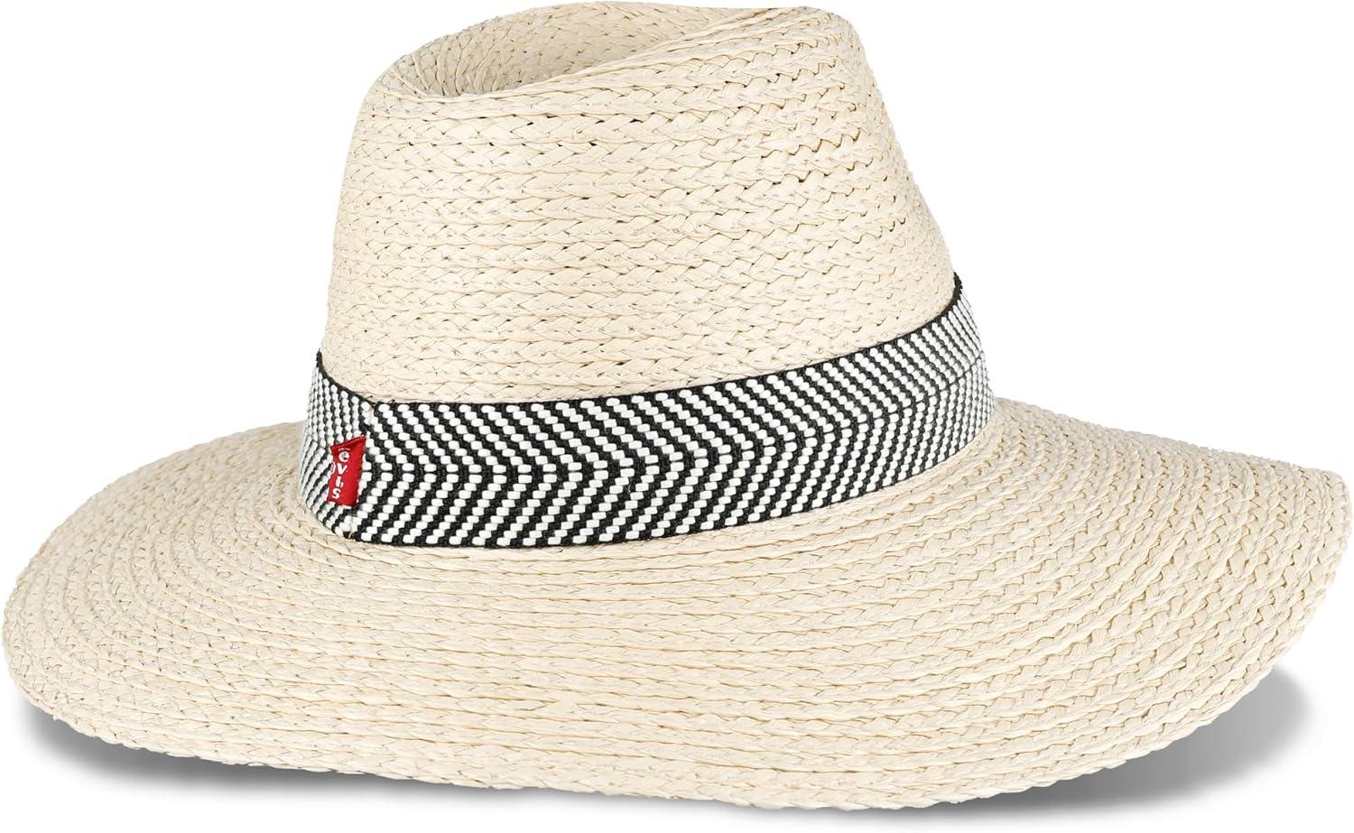 imageLevis Womens Wide Brim Straw Hat with Woven BandBlack