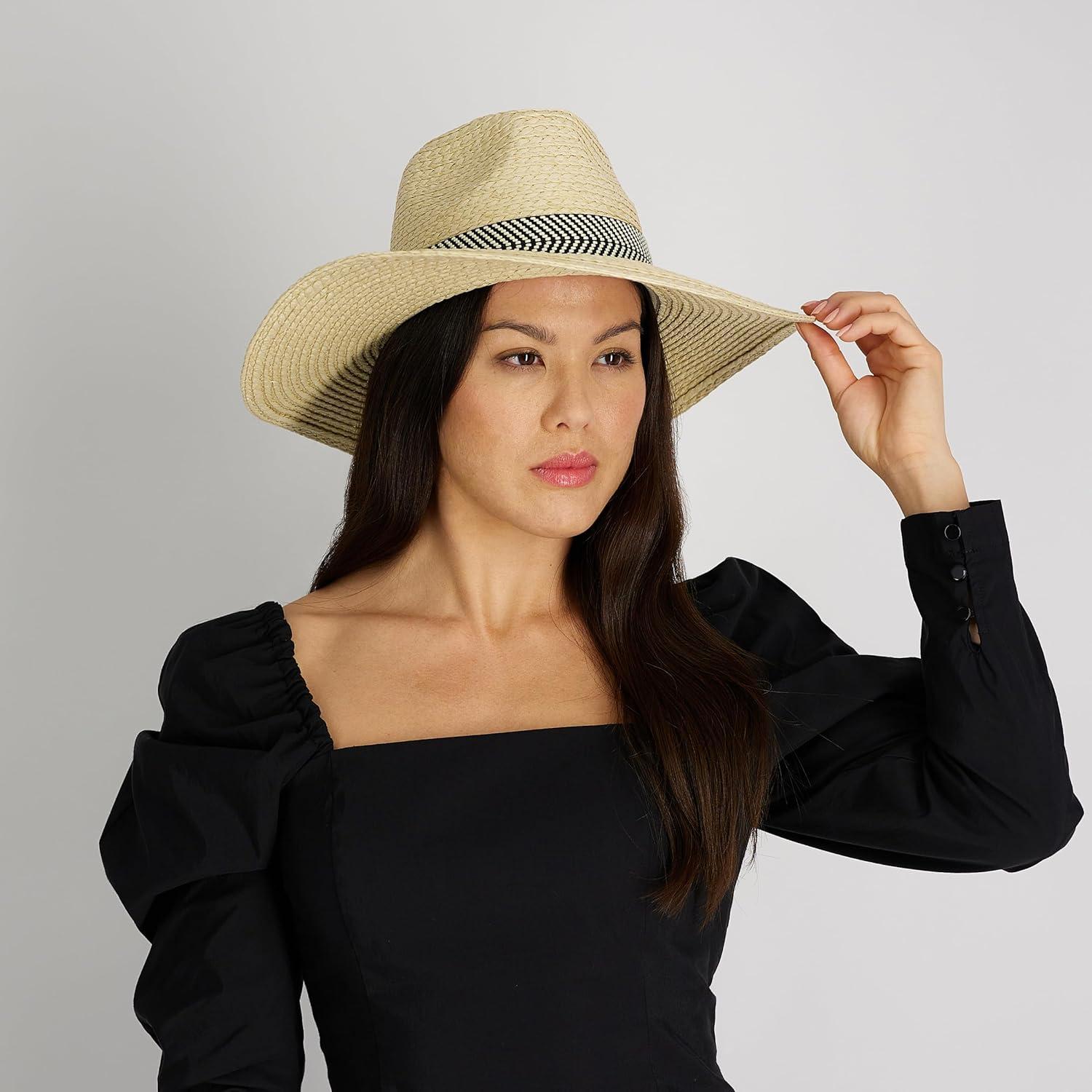 imageLevis Womens Wide Brim Straw Hat with Woven BandBlack