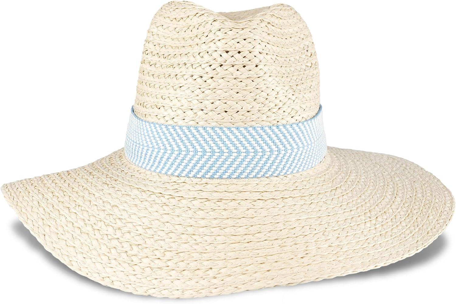 imageLevis Womens Wide Brim Straw Hat with Woven BandBlue