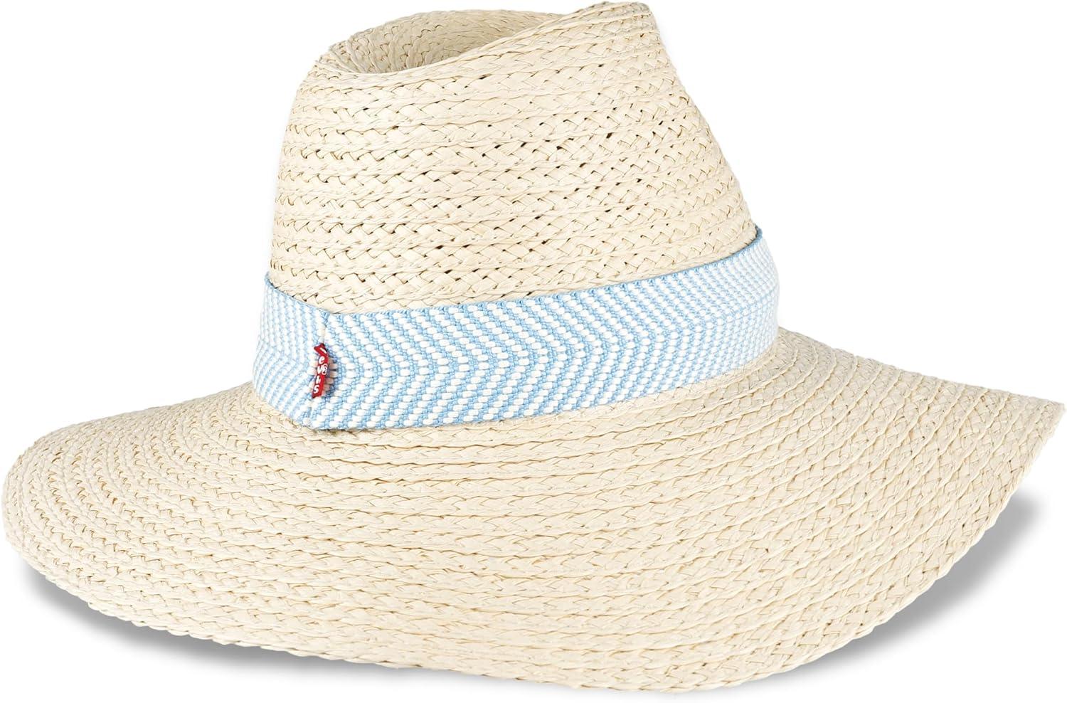 imageLevis Womens Wide Brim Straw Hat with Woven BandBlue