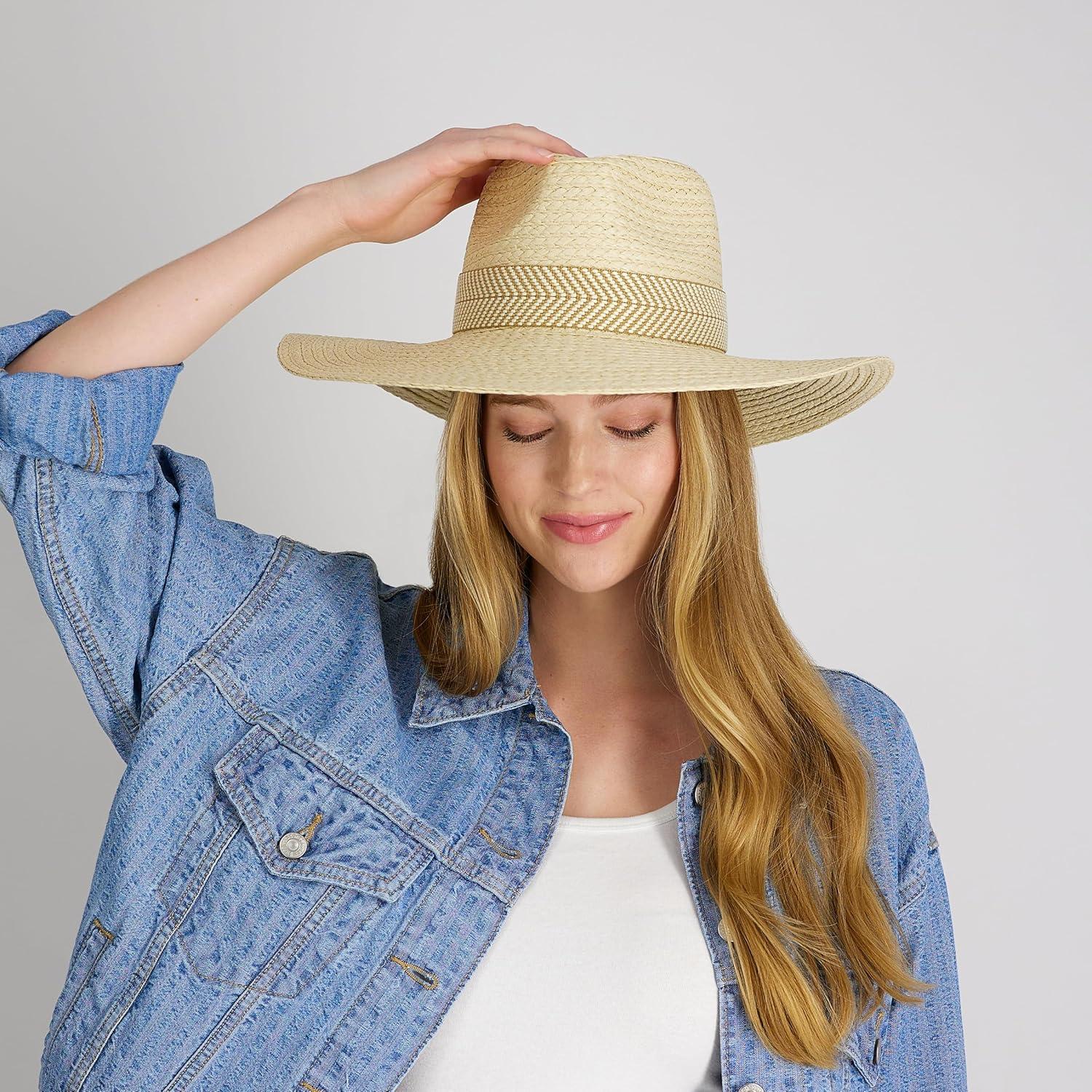 imageLevis Womens Wide Brim Straw Hat with Woven BandKhaki