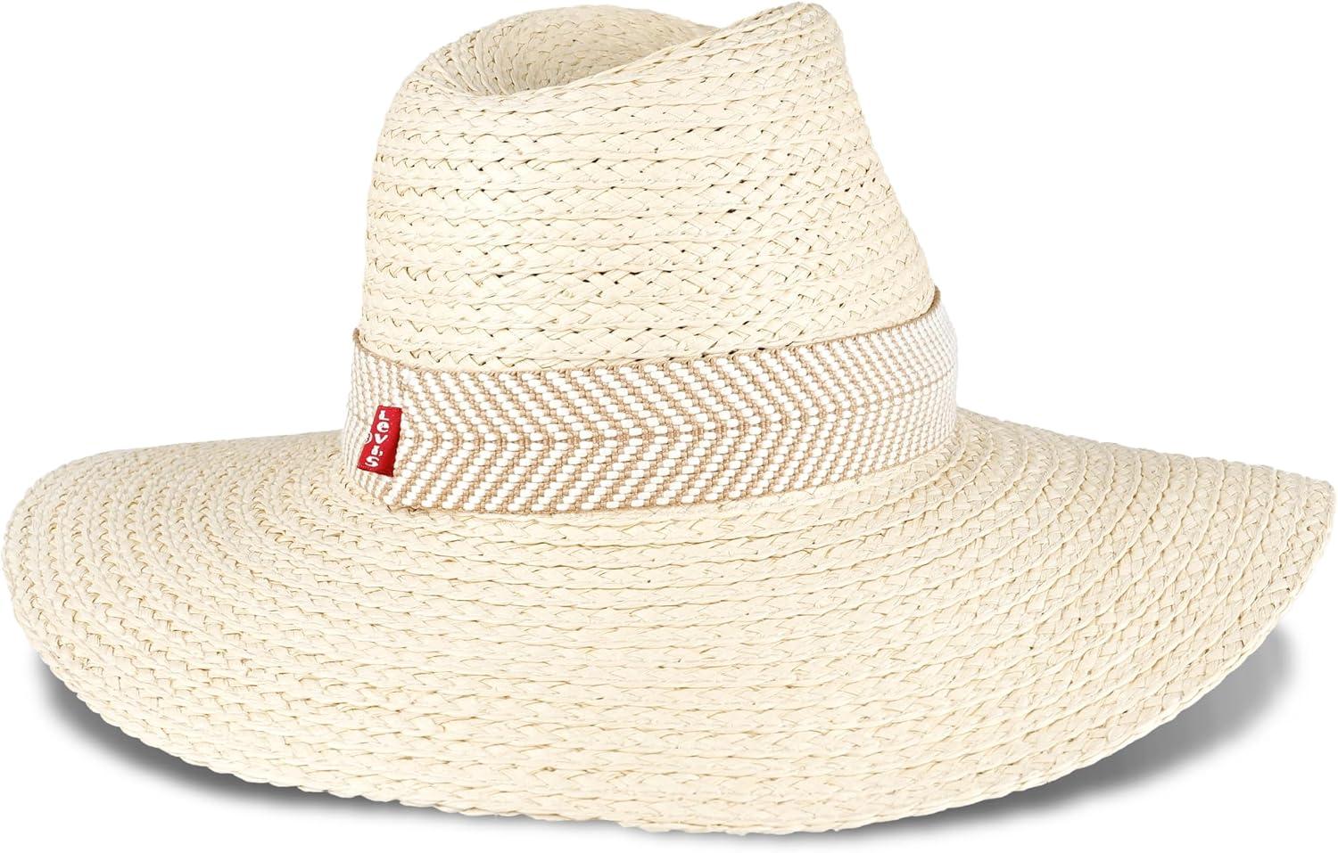 imageLevis Womens Wide Brim Straw Hat with Woven BandKhaki