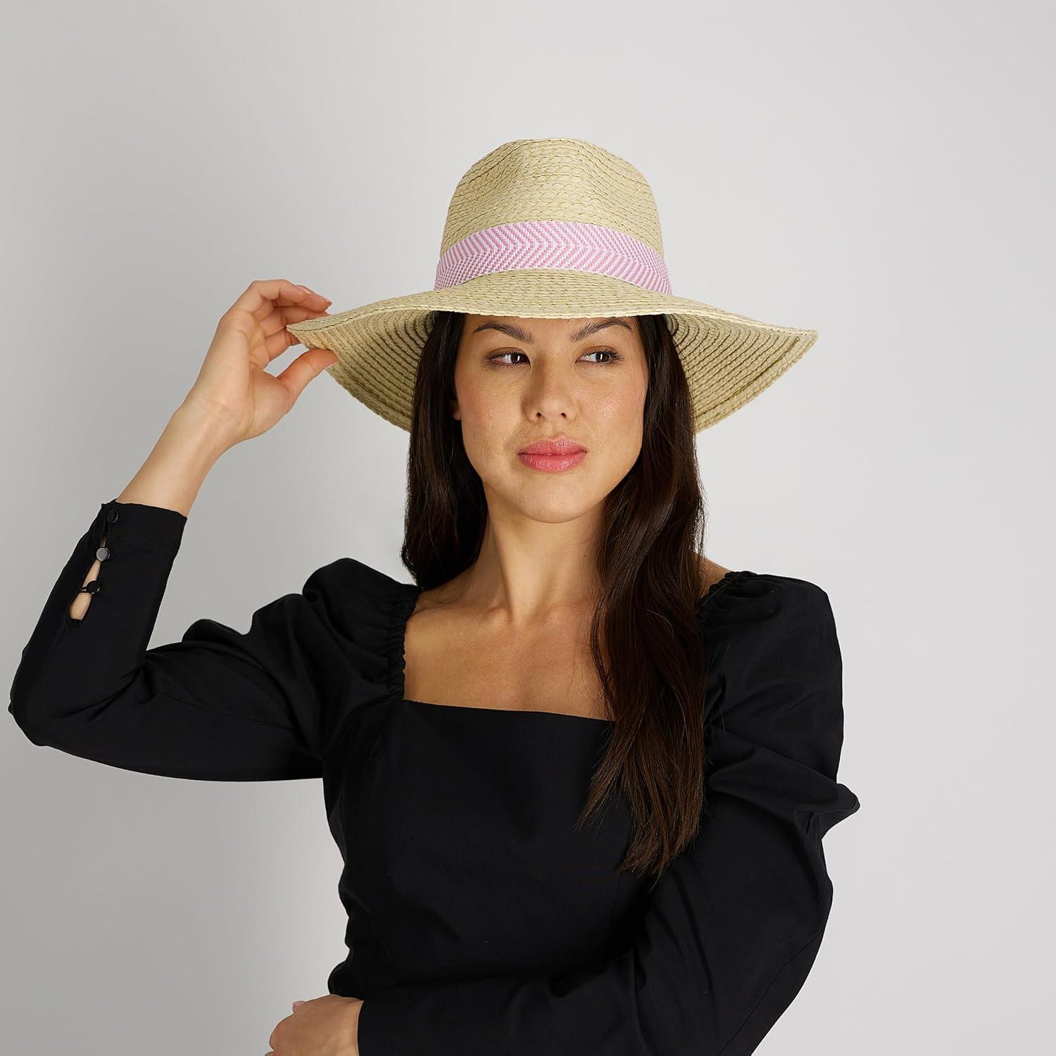 imageLevis Womens Wide Brim Straw Hat with Woven BandPink