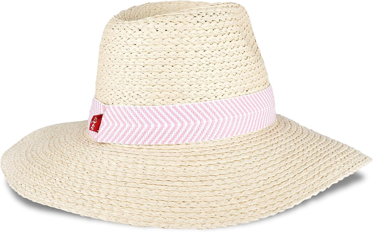 imageLevis Womens Wide Brim Straw Hat with Woven BandPink