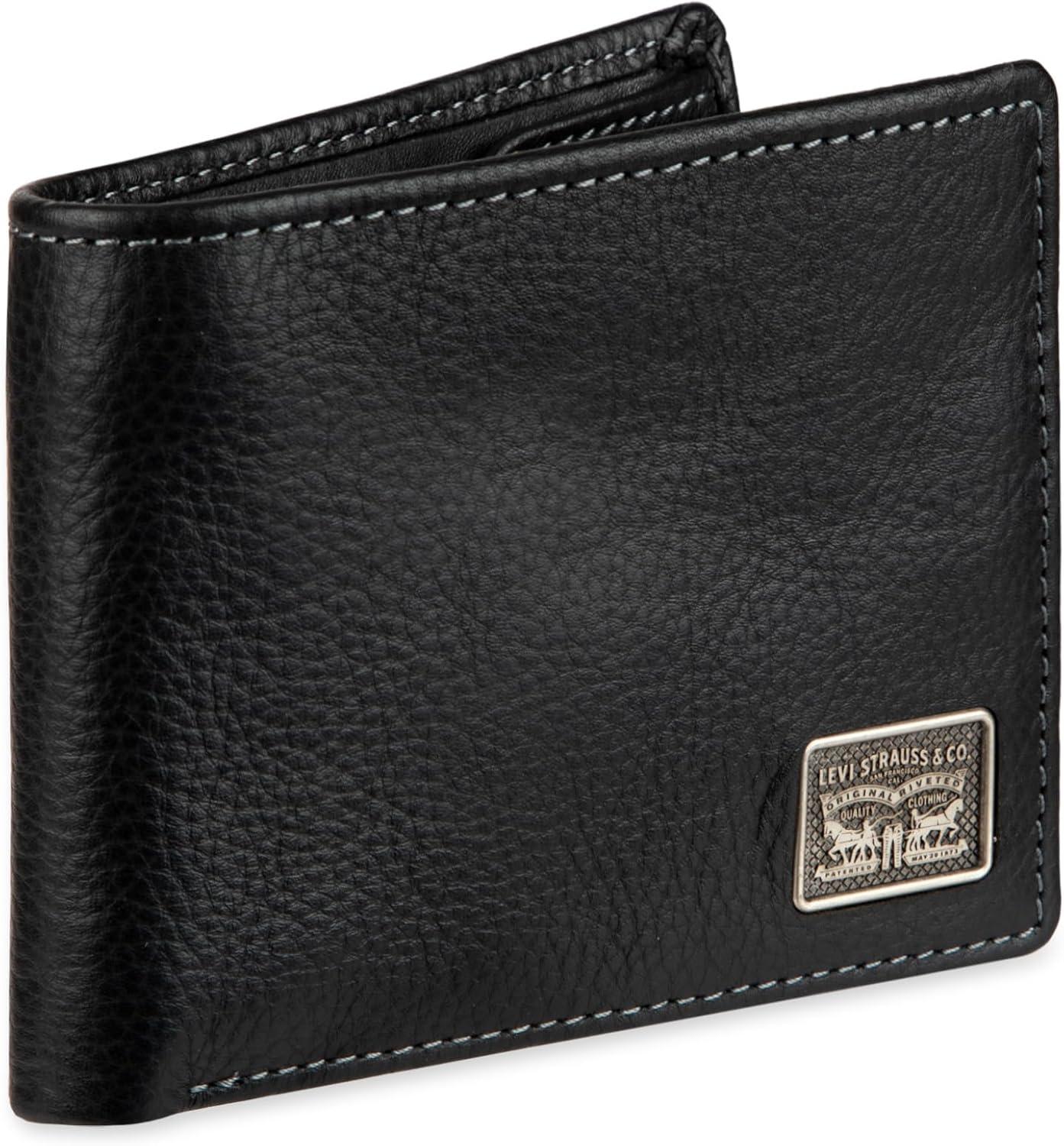 imageLevis mens Classic Bifold Passcase Wallet With Multiple Card Slots and Id Window Brown WesternBlack Nickel Ornament