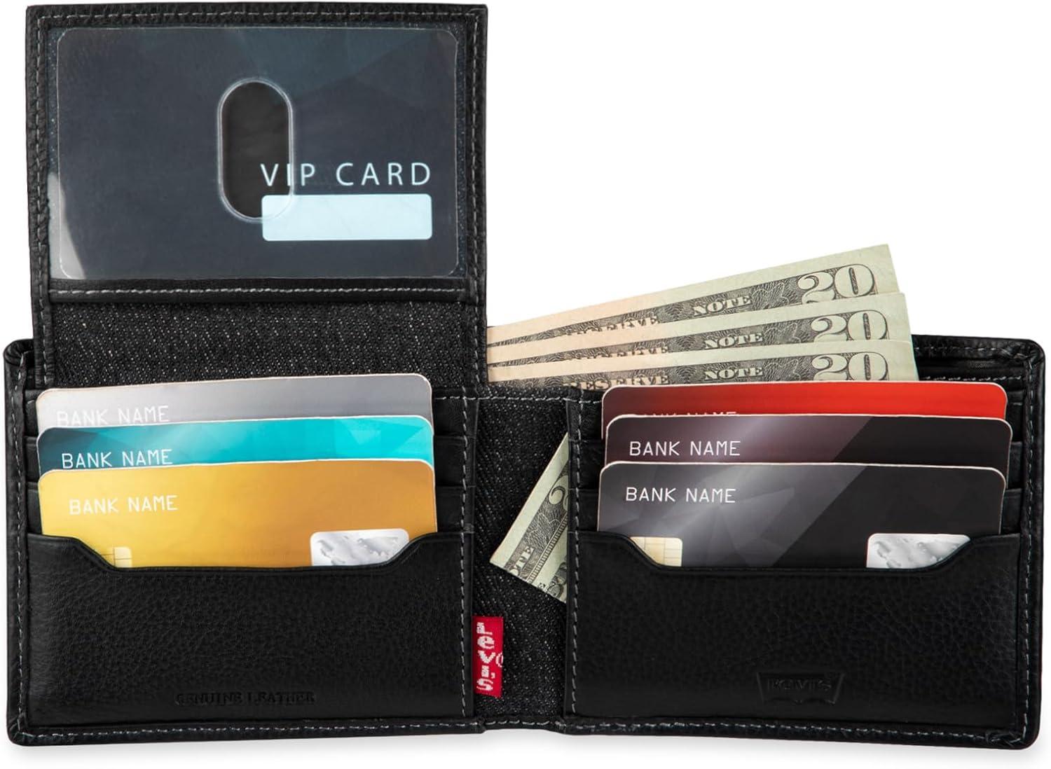 imageLevis mens Classic Bifold Passcase Wallet With Multiple Card Slots and Id Window Brown WesternBlack Nickel Ornament