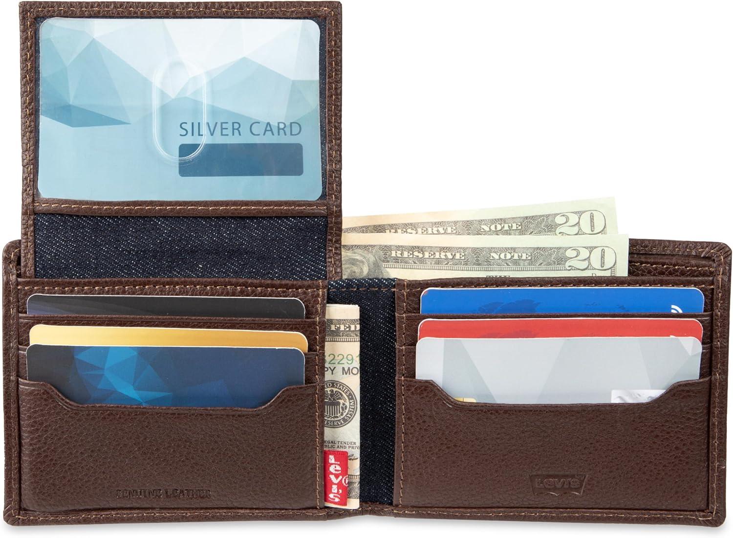 imageLevis mens Classic Bifold Passcase Wallet With Multiple Card Slots and Id Window Brown WesternBrown Ornament
