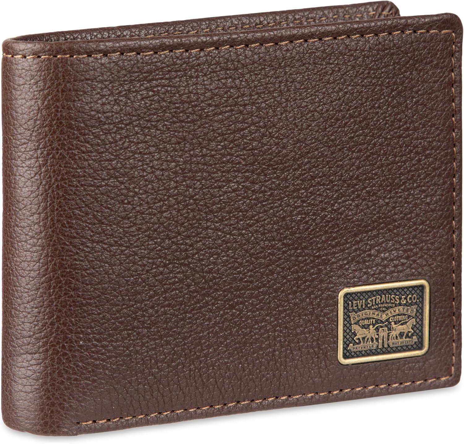 imageLevis mens Classic Bifold Passcase Wallet With Multiple Card Slots and Id Window Brown WesternBrown Ornament