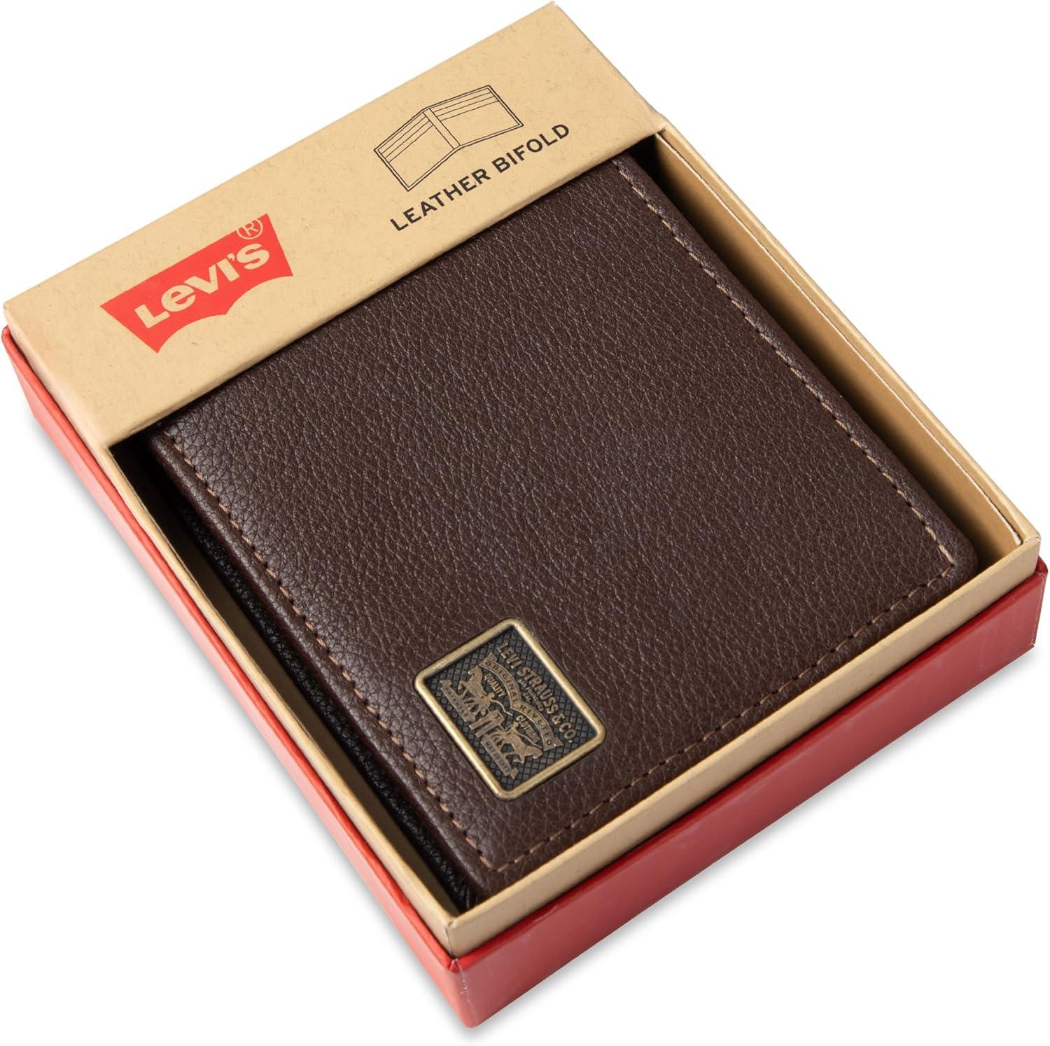 imageLevis mens Classic Bifold Passcase Wallet With Multiple Card Slots and Id Window Brown WesternBrown Ornament