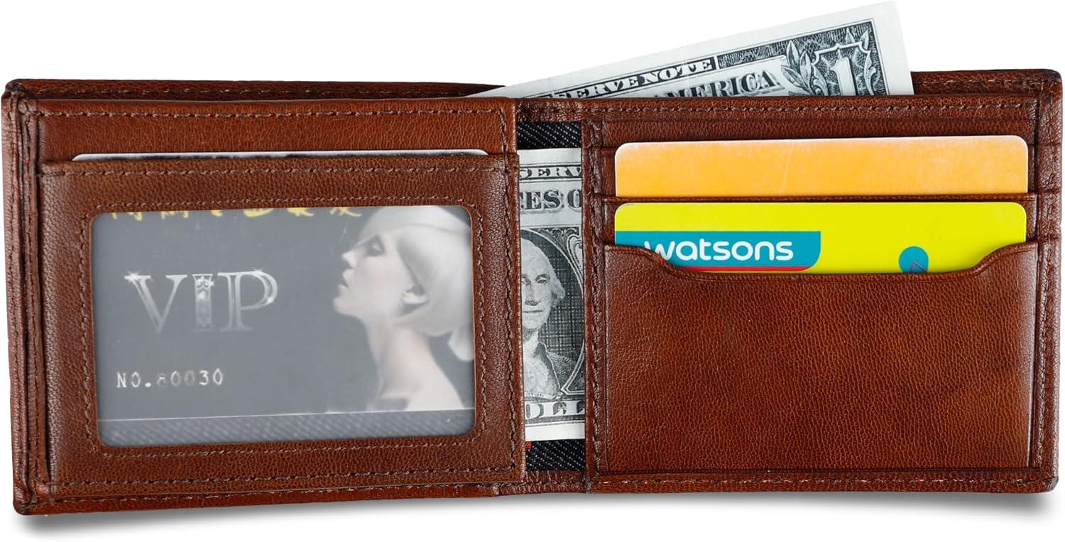 imageLevis mens Classic Bifold Passcase Wallet With Multiple Card Slots and Id Window Brown WesternBrown Traveler