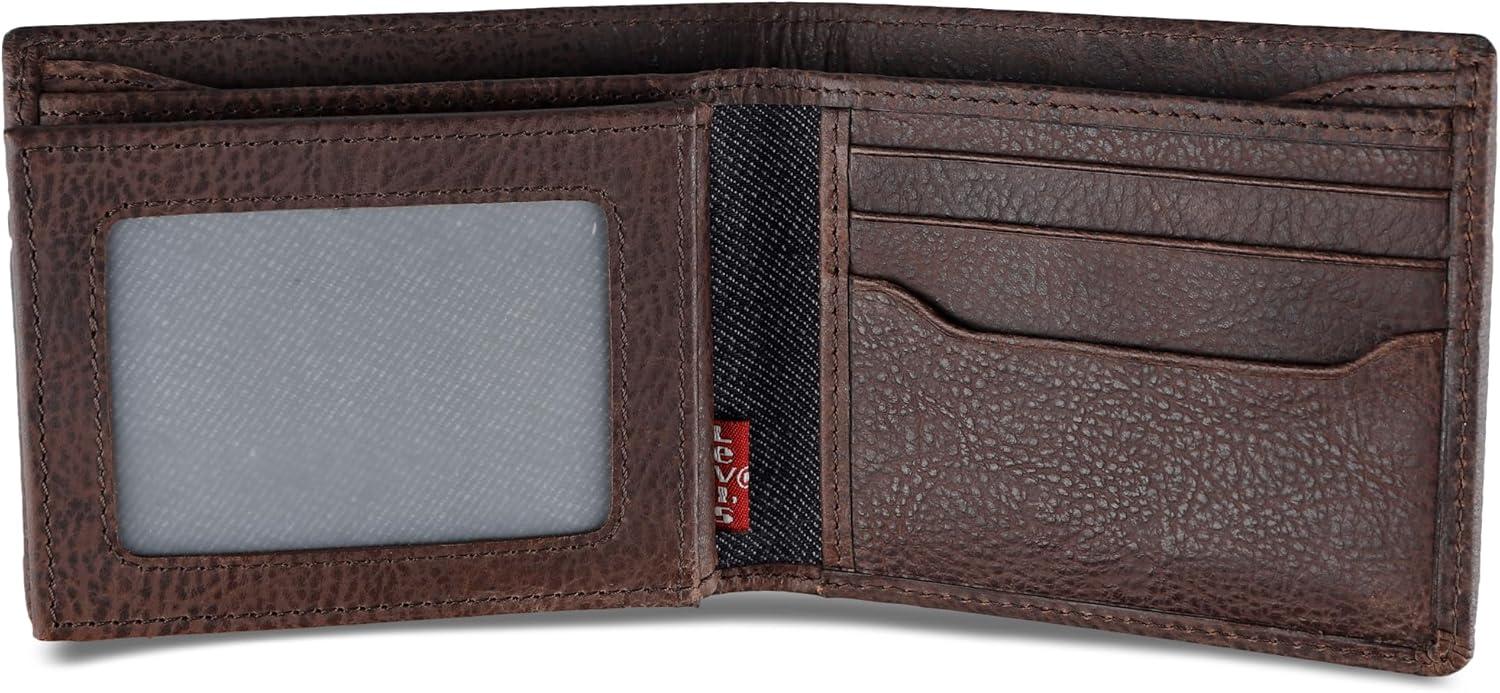 imageLevis mens Classic Bifold Passcase Wallet With Multiple Card Slots and Id Window Brown WesternBrown Western