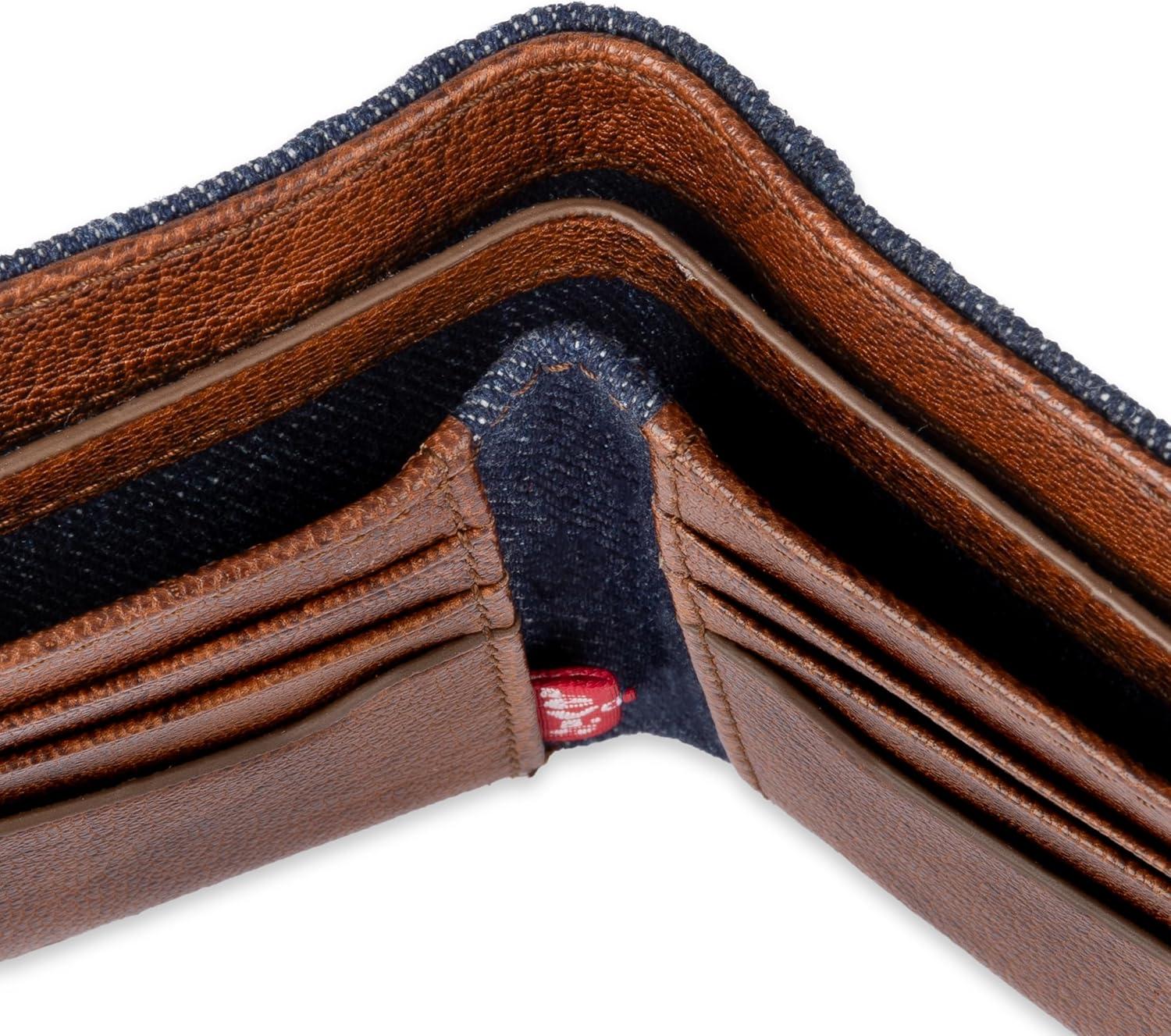 imageLevis mens Classic Bifold Passcase Wallet With Multiple Card Slots and Id Window Brown WesternIndigo