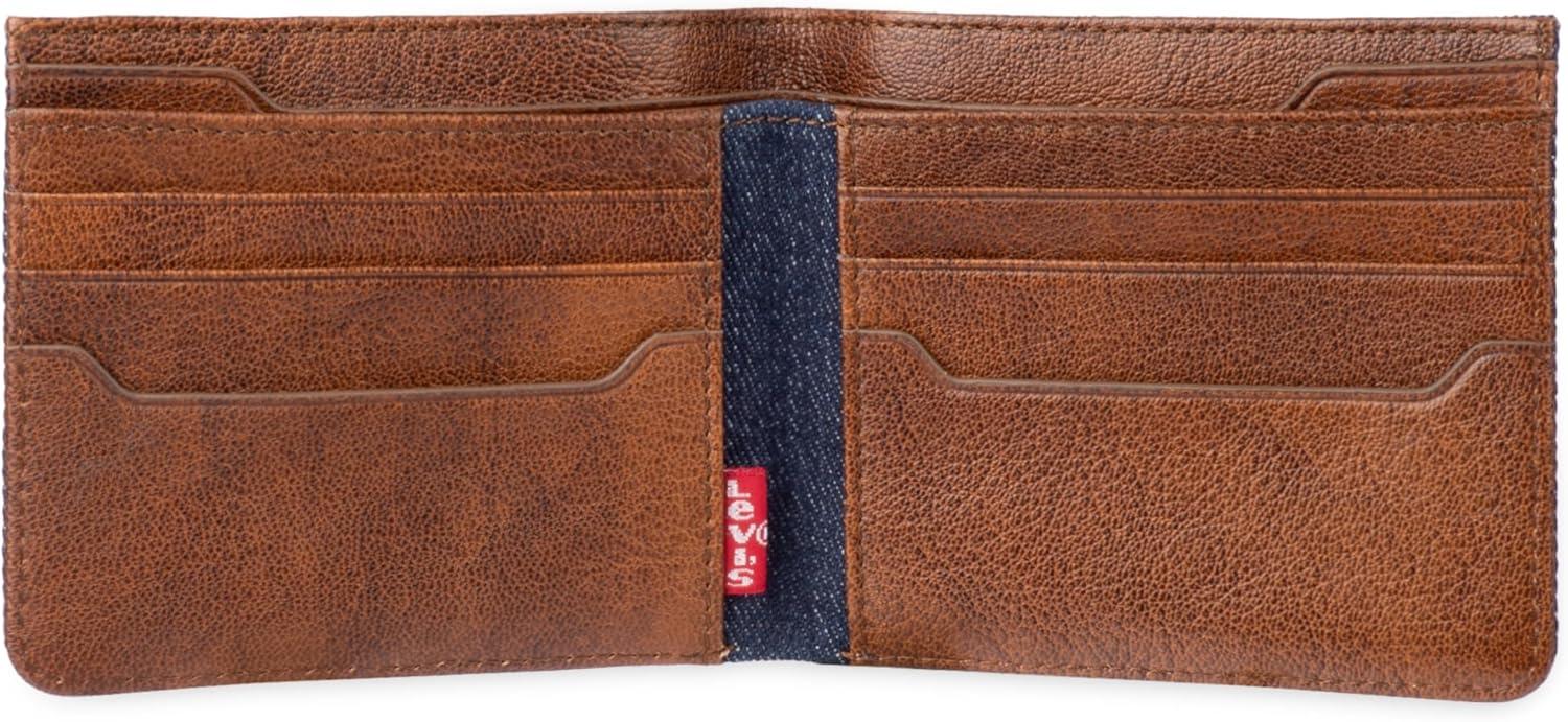 imageLevis mens Classic Bifold Passcase Wallet With Multiple Card Slots and Id Window Brown WesternIndigo