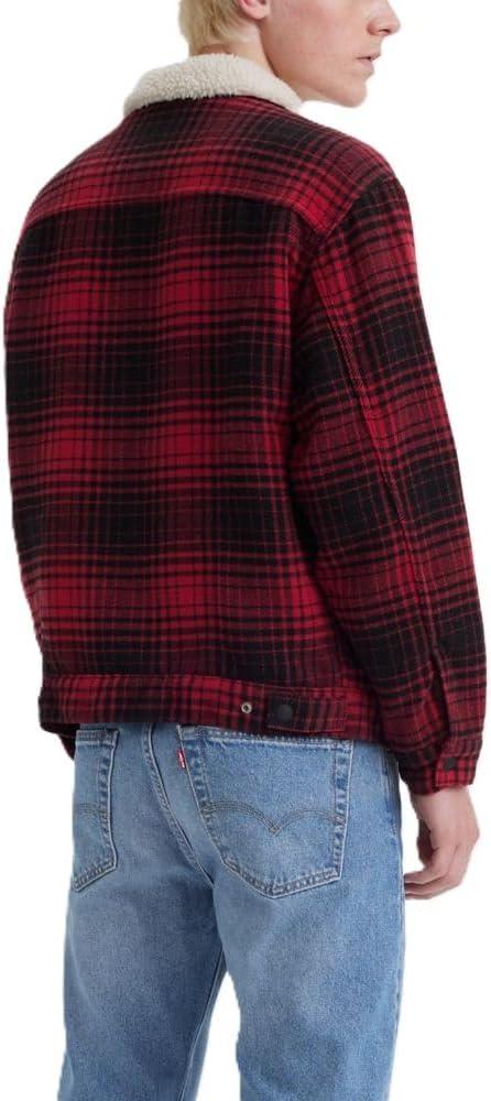 imageLevis mens Relaxed Fit TruckerNew Harvey Plaid Rhythmic Red