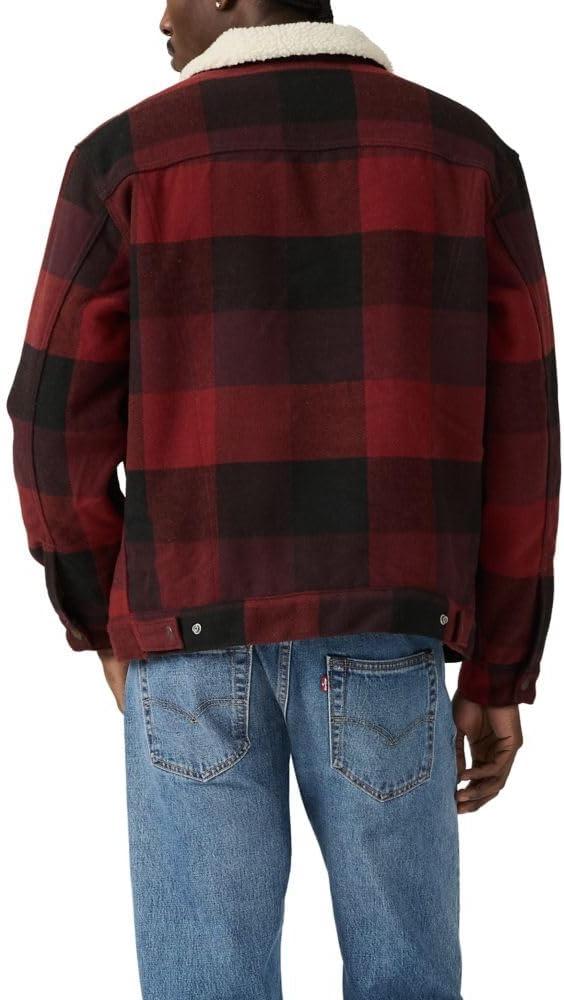 imageLevis mens Relaxed Fit TruckerNew Laredo Plaid Decadent Chocolate Non Stretch
