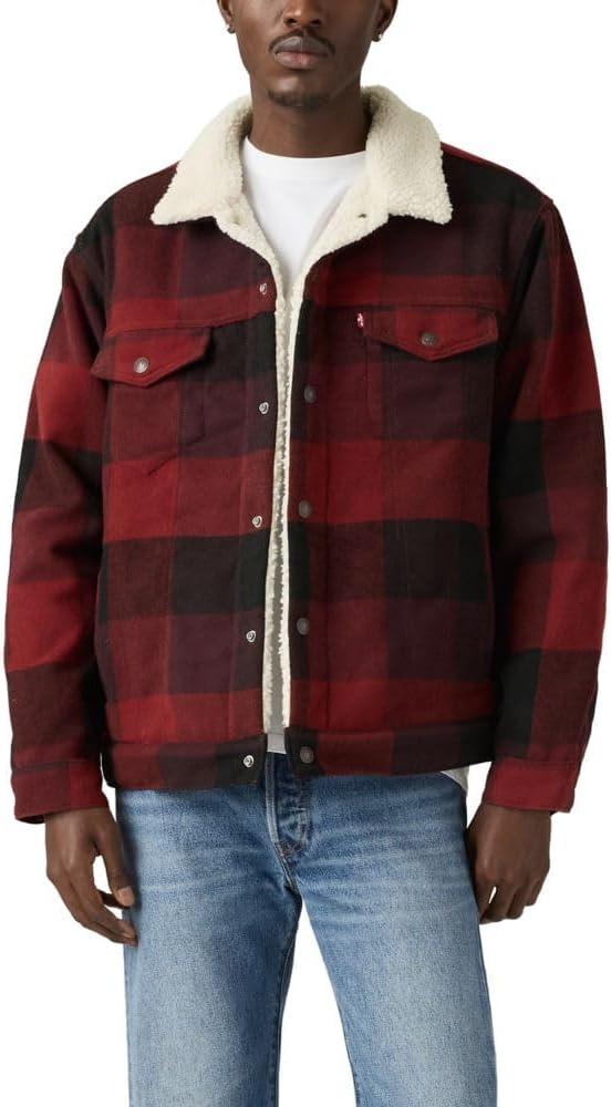 imageLevis mens Relaxed Fit TruckerNew Laredo Plaid Decadent Chocolate Non Stretch