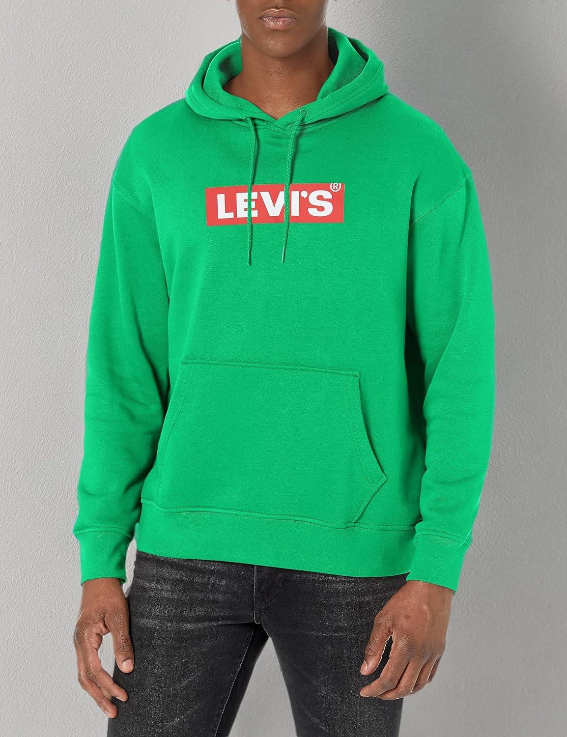 imageLevis mens Relaxed Graphic Hoodie Also Available in Big amp TallCore Boxtab Bright Green