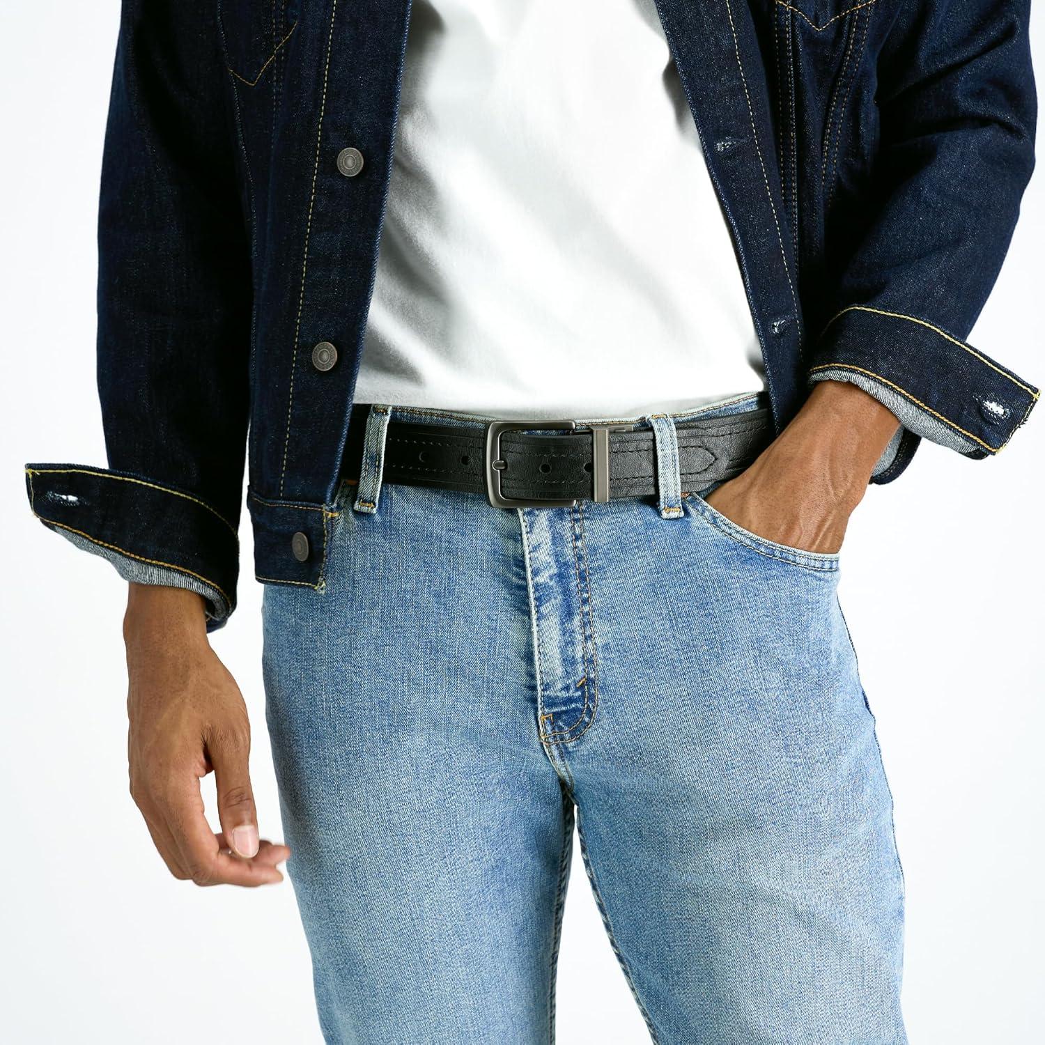 imageLevis mens Reversible Casual Jeans BeltBlackTan