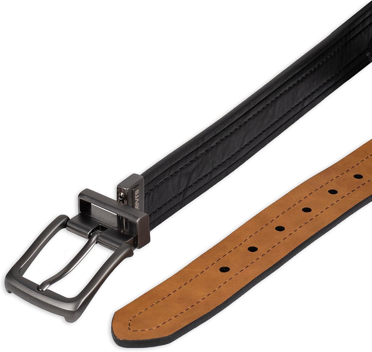 imageLevis mens Reversible Casual Jeans BeltBlackTan