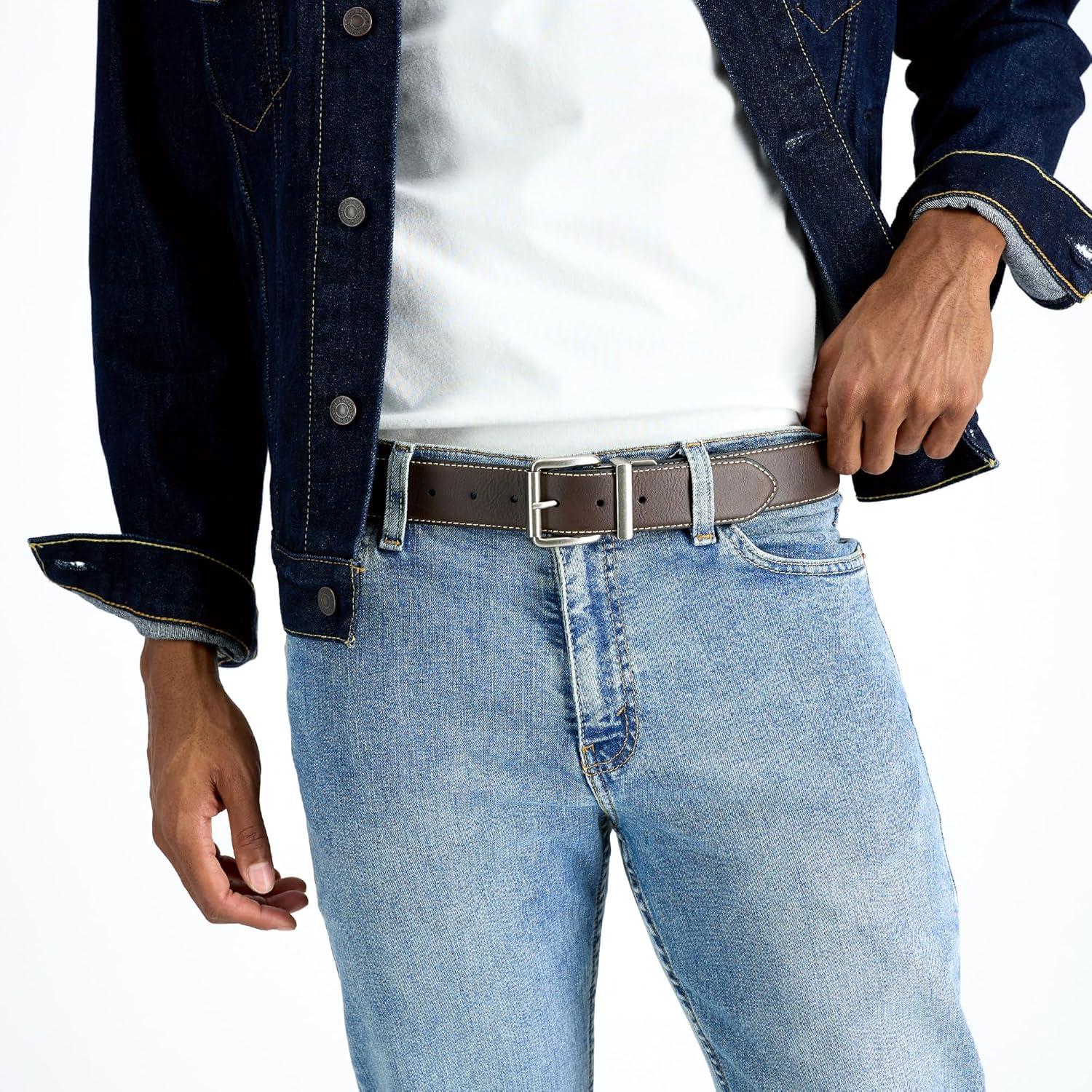 imageLevis mens Reversible Casual Jeans BeltBrownBlack Jones