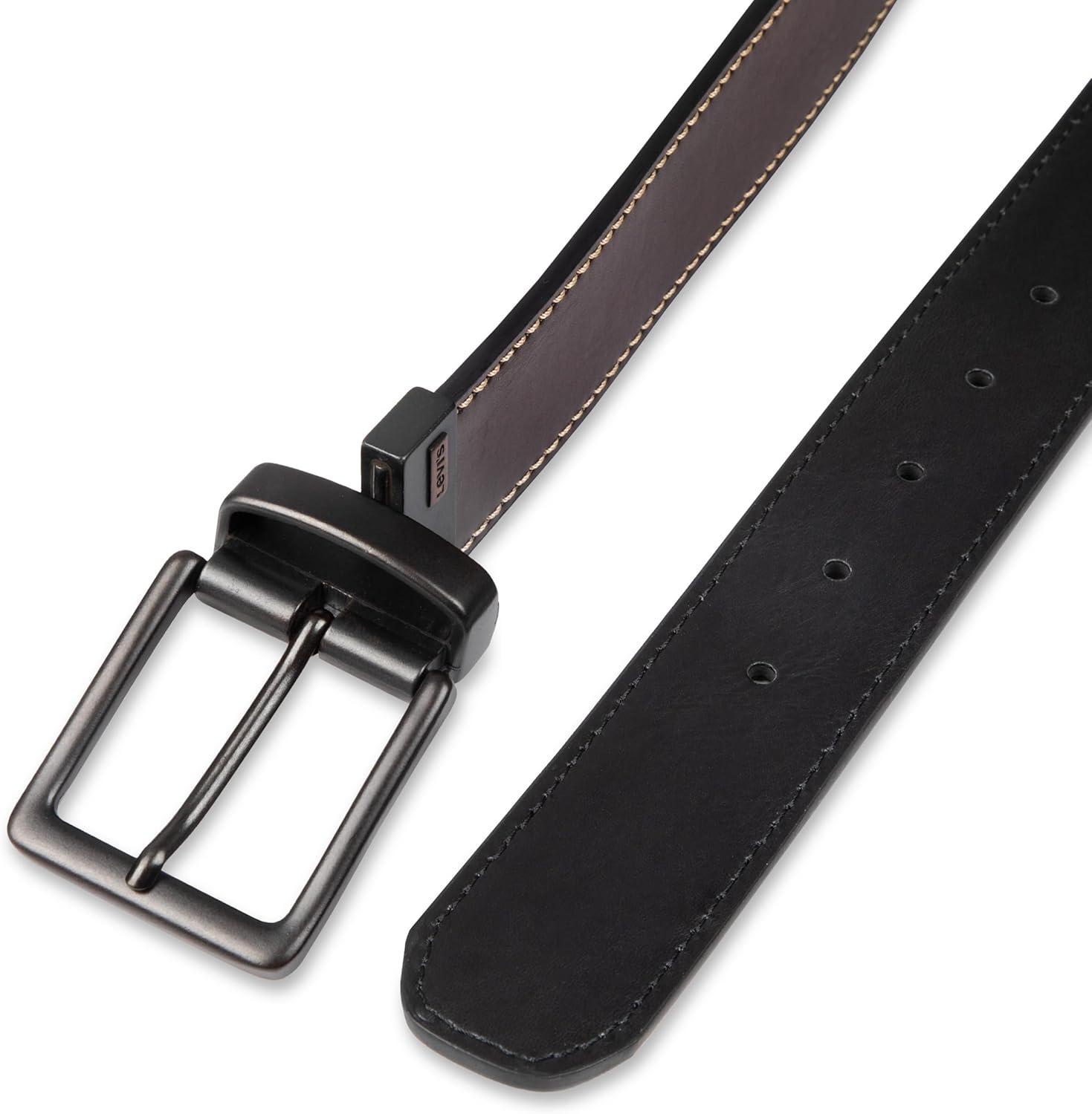 imageLevis mens Reversible Casual Jeans BeltBrownBlack Logo Buckle