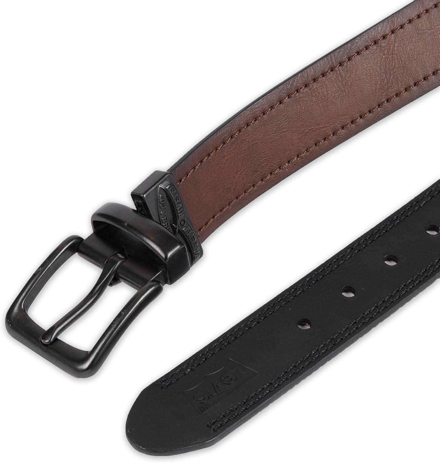 imageLevis mens Reversible Casual Jeans BeltBrownBlack Single Stitch